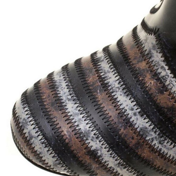 NWOB Salvatore Ferragamo Multicolor Leather Feeling Zig Zag Ankle Boots - Picture 5 of 11